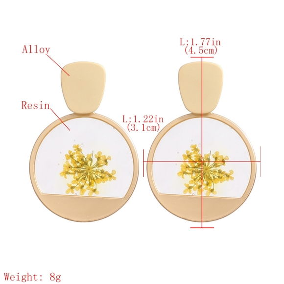 Gold earrings with natural flowers - Picture 3 of 5